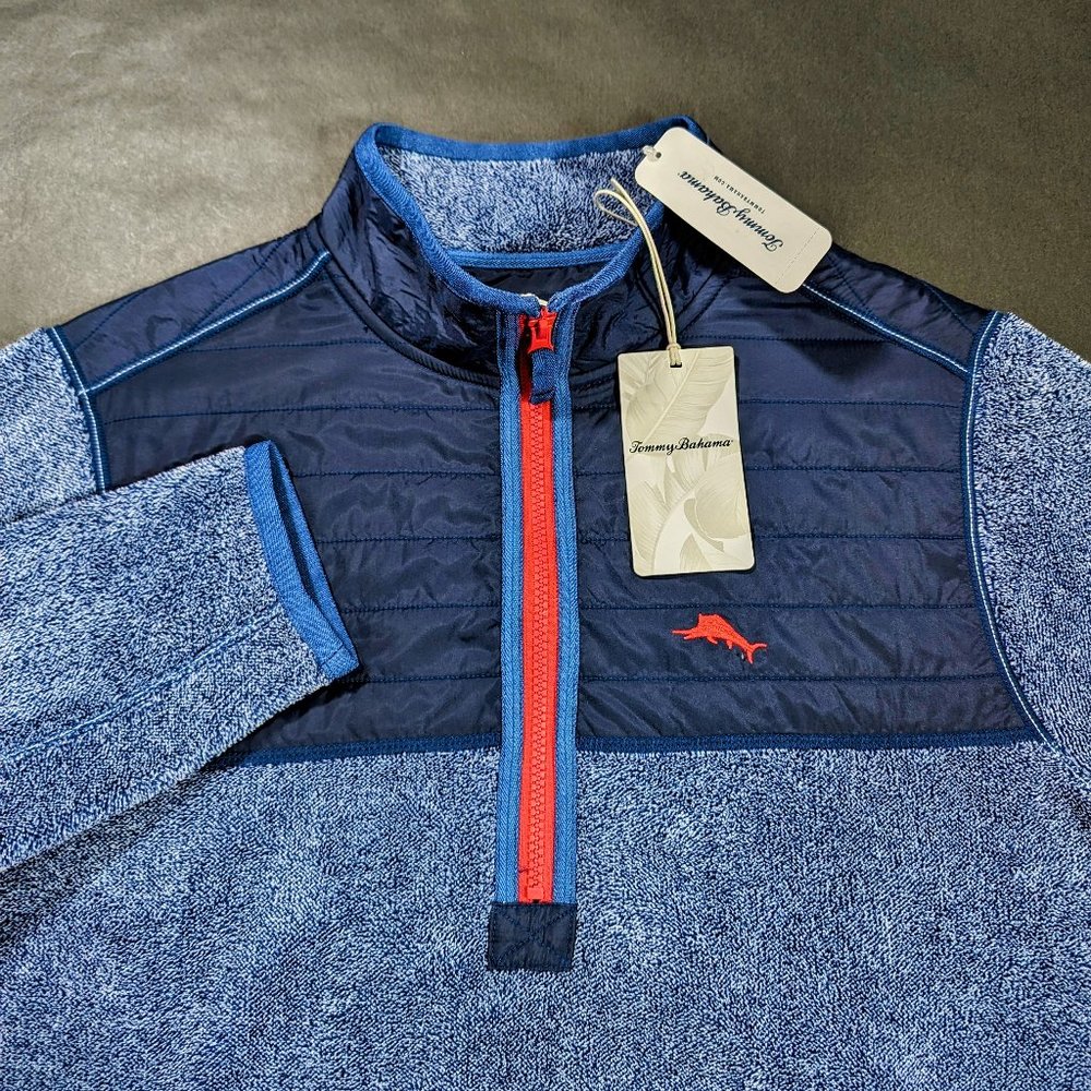 $128 Tommy Bahama Men Cascade Cozy Half Zip Pullover Sweater Size S Small Fleece